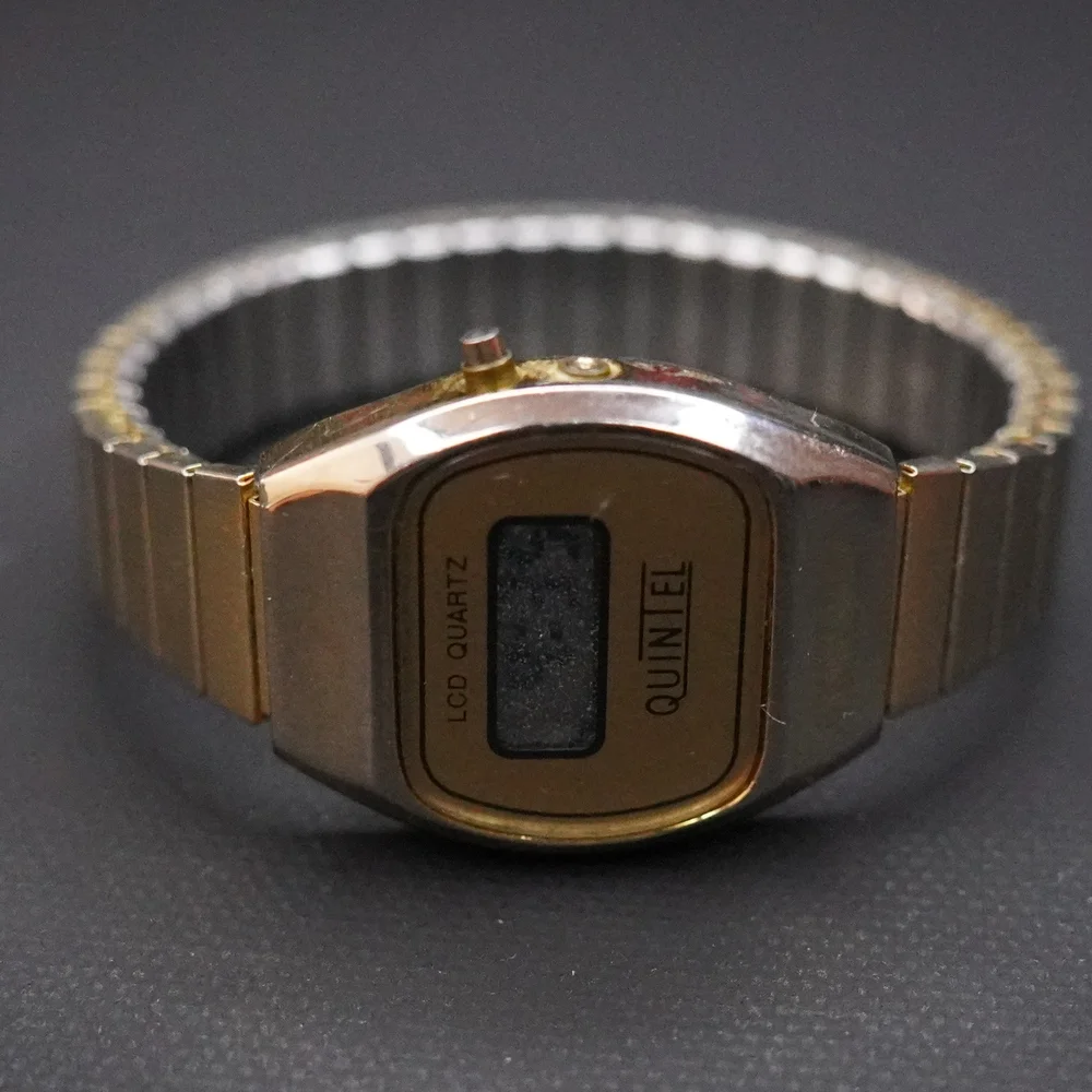 Vintage QUINTEL Digital Watch Quartz Gold Tone Unisex New Battery - Picture 4 of 7